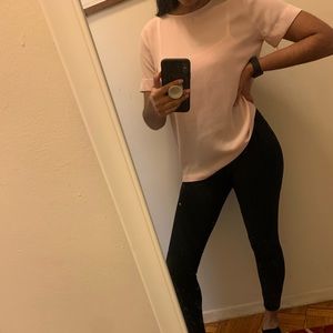 Short sleeve light pink blouse